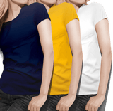Women's round neck Navy/Mustard/White Value pack - Teestra