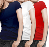 Women's round neck Navy/White/Red Value pack - Teestra