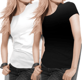 Women's round neck White/Black Value pack - Teestra