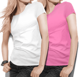 Women's round neck White/L.Pink Value pack - Teestra
